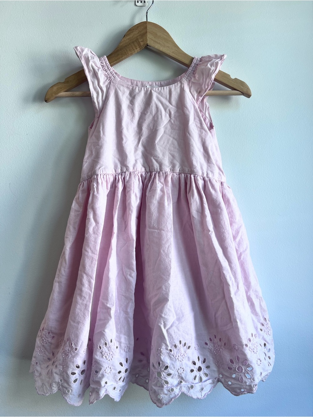 GAP Little Girl Light Pink Eyelet Hem Summer Cotton Sundress Size 5